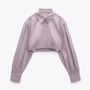 ZARA VOLUMINOUS POPLIN LAVENDER BLOUSE